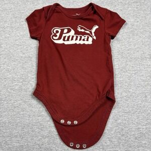 Puma Baby One piece Short Sleeve Bodysuit 12 Month Red Snap Closure